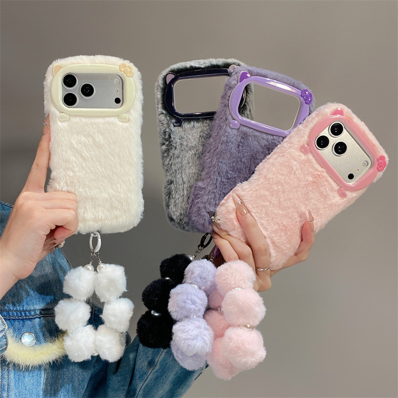 Phone Cases Apple - Capa de Celular Luxuosa de Pelúcia