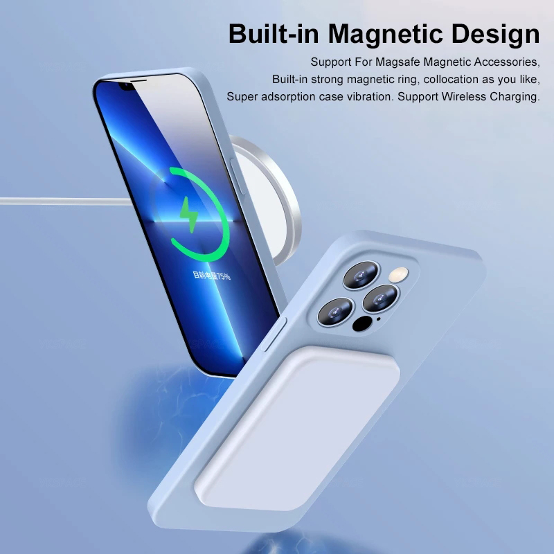 Capa de silicone líquido magné - Phone Cases That Charge Your Phone avaliação e preço